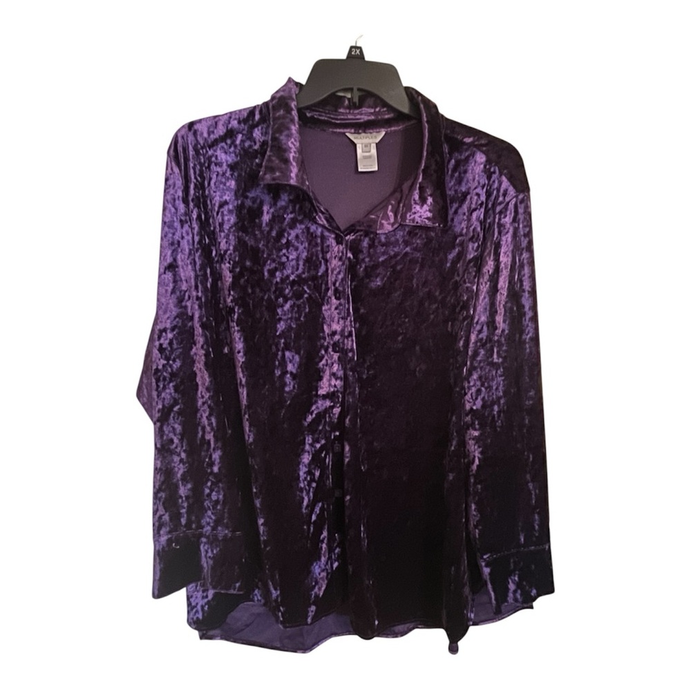 Purple Crushed Velvet Button-Up Shirt